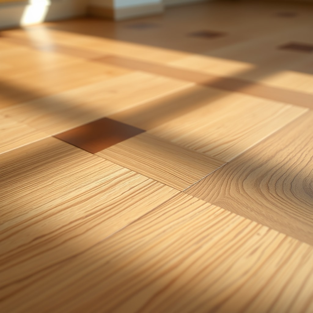 Détail de parquet massif chêne, lames larges
